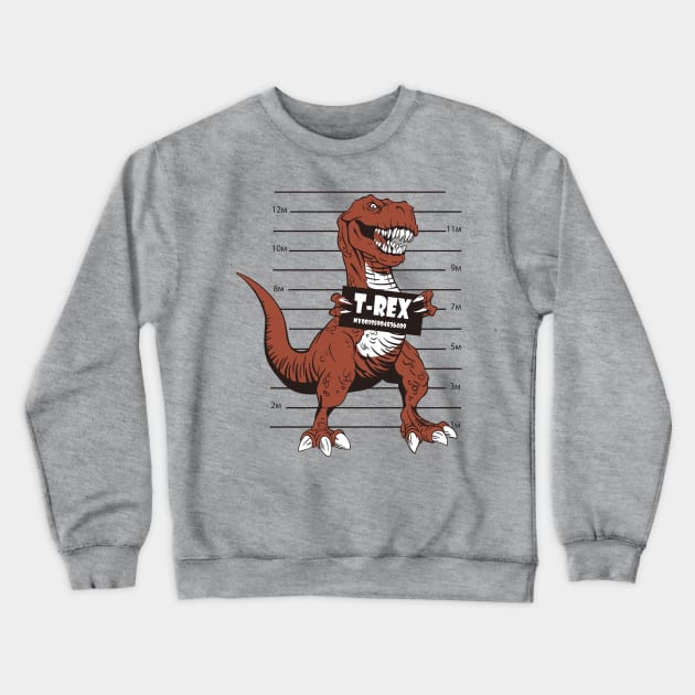 T-Rex Measure-up Cartoon Crewneck Sweatshirt by WorldDinosaurs